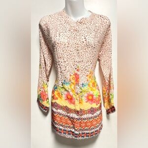 Love Multicolor Floral and Leopard Print Blouse